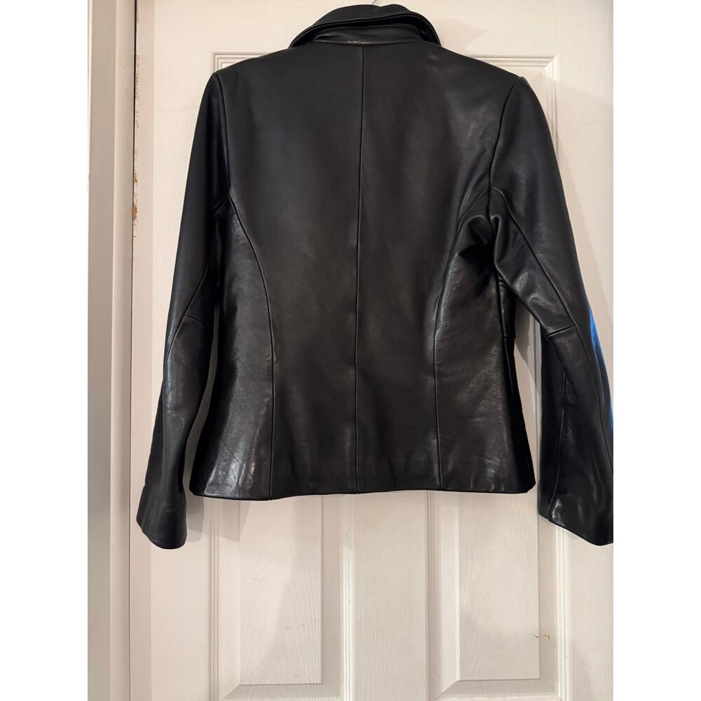 Vintage GUESS Black Leather Full-Zip Moto Biker Jacket Size M - Picture 4 of 7